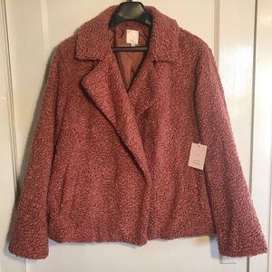 LC Dusty rose faux fur swing coat. XL.